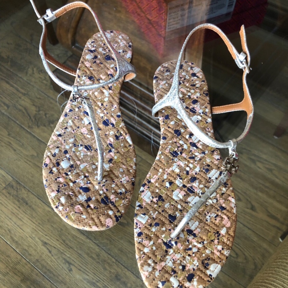 Tory Burch Silver Sandals Size 10.5!